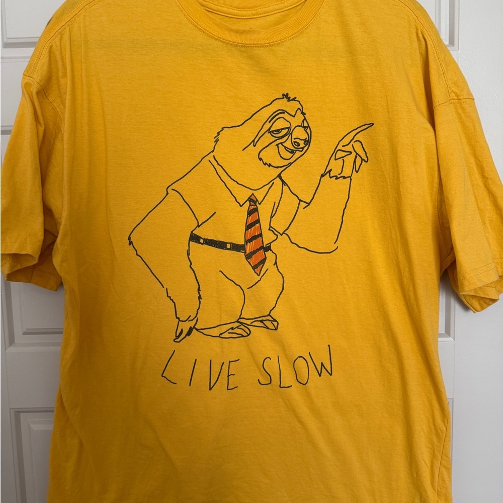 Disney Zootopia Flash the Sloth “Live Slow” Tee – Official Disney Merchandise